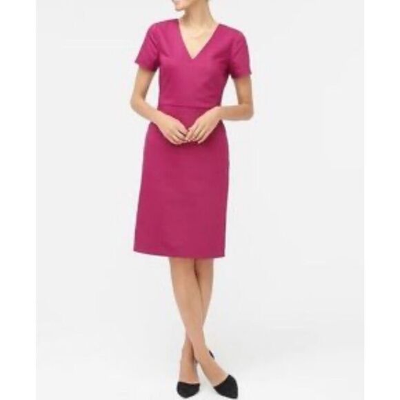 NWT J. Crew Cap-Sleeve V-Neck Fully Lined Midi Dress Women’s Size 2 - Picture 1 of 13